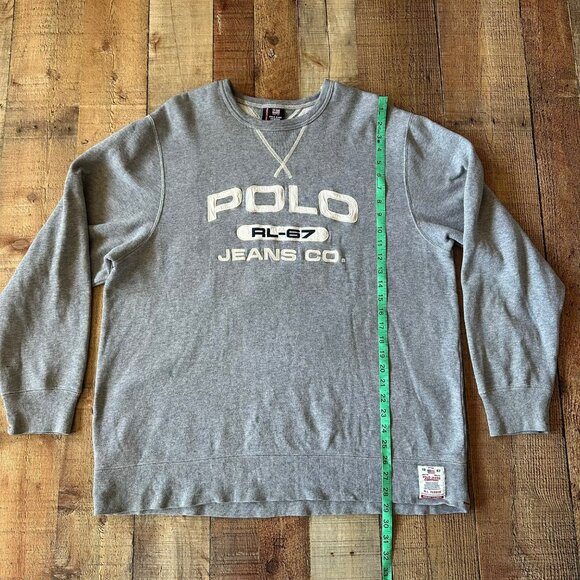 Polo Ralph Lauren RL-67 Jeans Co. Pullover Crewneck Sweater Mens X-Large Gray - Picture 3 of 6